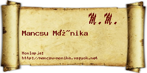 Mancsu Mónika névjegykártya